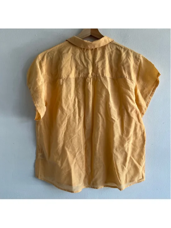 Caslon Yellow vanilla Button Down Shirt cotton and silk blended size M - Picture 2 of 6